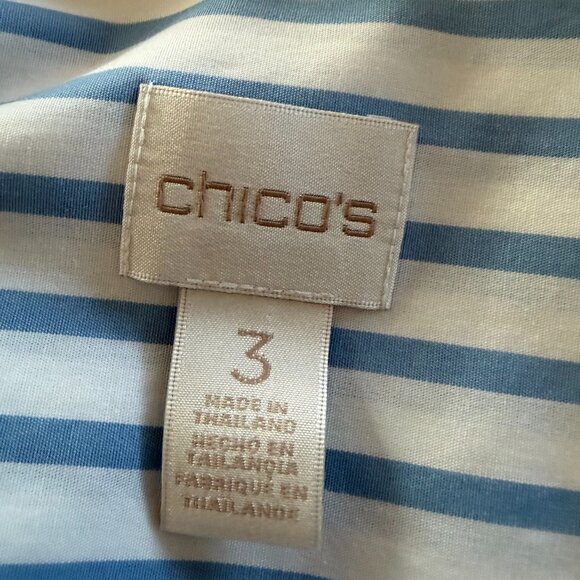 Chico’s No-Iron Blue White Striped Shirt Size 3 (XL) - Picture 6 of 7